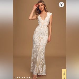 Short sleeve sequin wedding dress